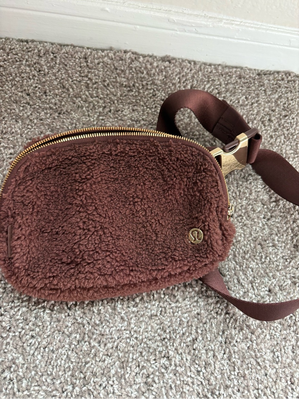 lululemon athletica Chocolate Brown Sherpa Mini Belt Bag
